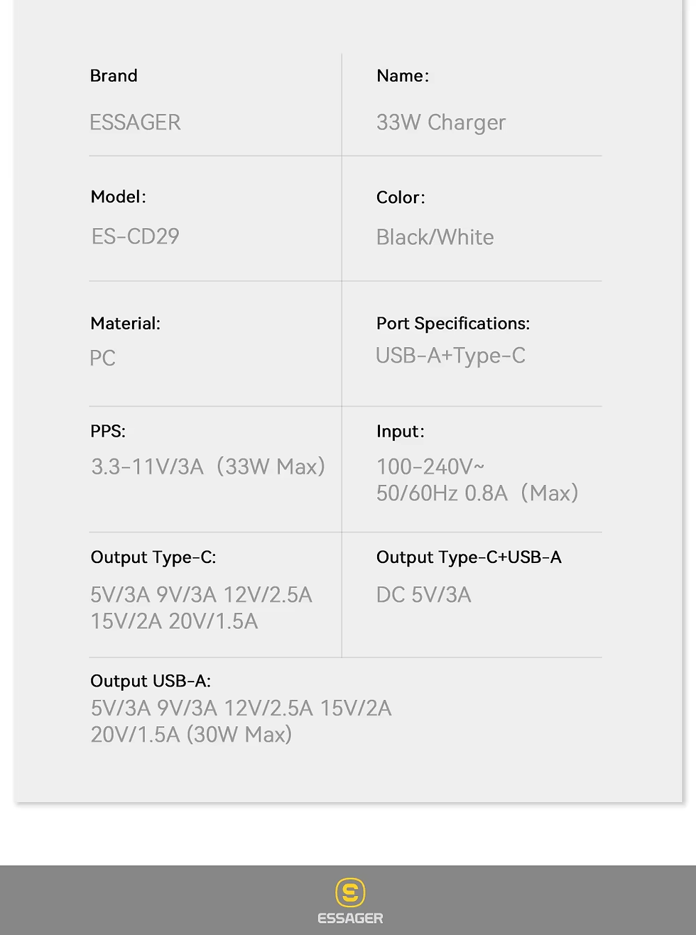 Thumbnail: Essager USB C Charger 33W GaN Type C PD Fast Charging For iPhone 14 13 12 11 PRO