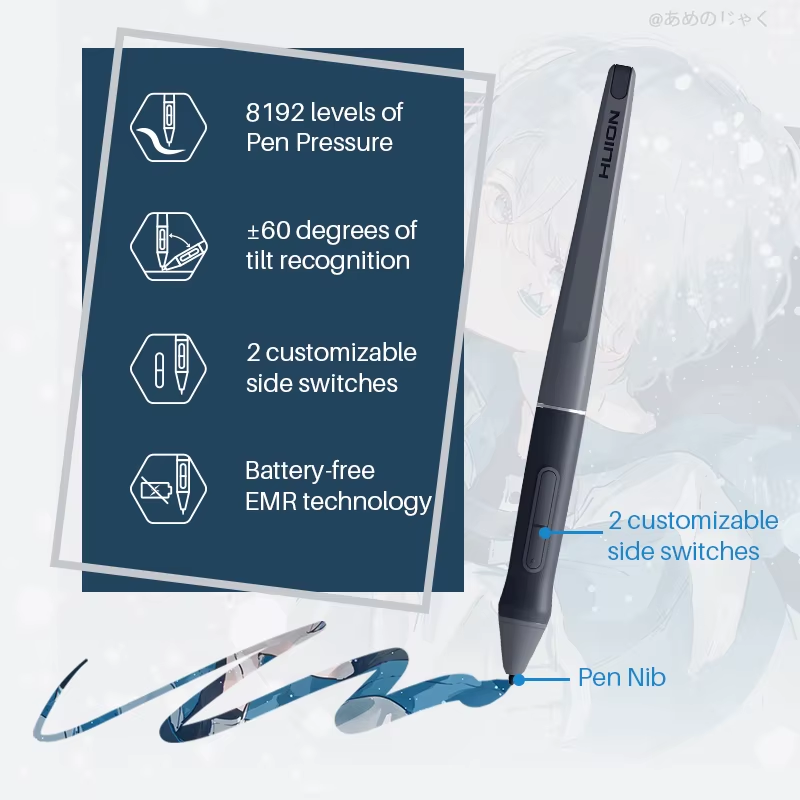 Thumbnail: HUION HS611 Graphics Drawing Tablet with Battery-Free