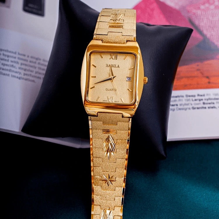 Thumbnail: No fade 24K gold plated brass band  new couple men's watch 
