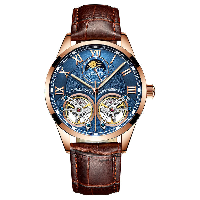 Thumbnail: AILANG Double Tourbillon Design Business Men Mechanical Watch 