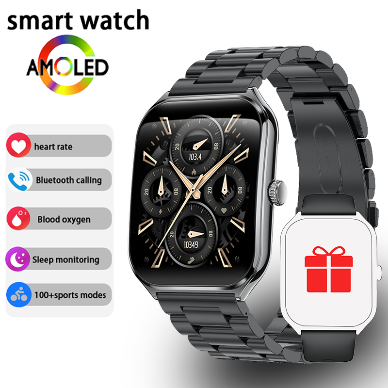 Thumbnail: New Ultra Thin Smart Watch men 1.96" AMOLED HD Pixel Display Always Show Time BT