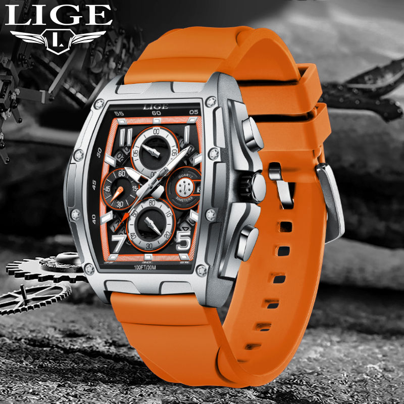 Thumbnail: LIGE LG89110  Mens Watches Sport Luxury Square Quartz Waterproof Chronograph