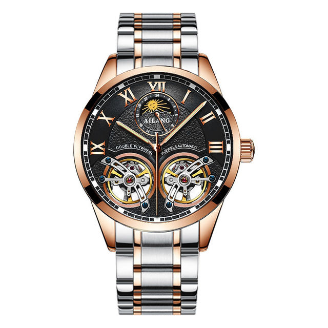 Thumbnail: AILANG Double Tourbillon Design Business Men Mechanical Watch 