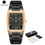 Thumbnail: WWOOR Men's Square Watch Luxury Gold/Black Stainless Steel Quartz Wristwatch Wat