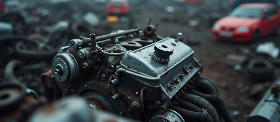 Auto motor at scrapyard