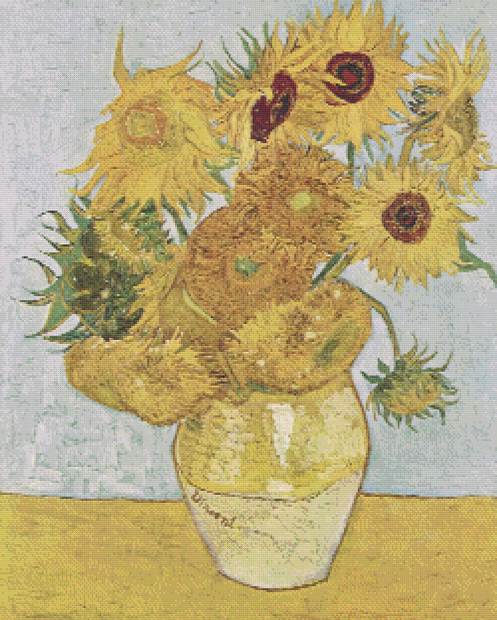 Thumbnail: Vase with Twelve Sunflowers by Vincent van Gogh (Cross Stitch Pattern)