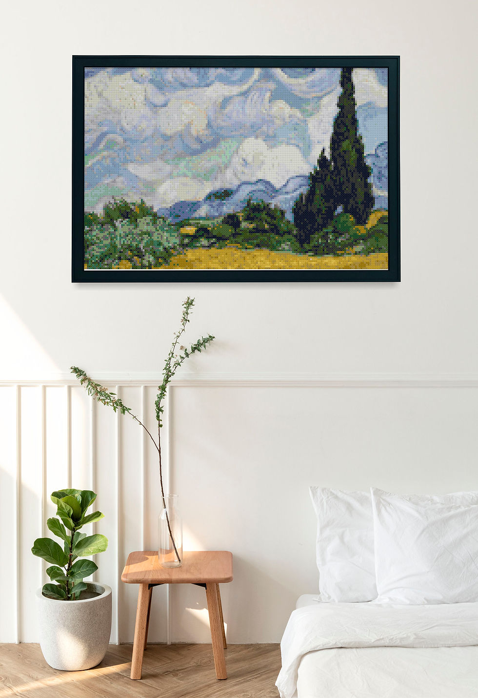 Thumbnail: Wheat Field with Cypresses Vincent van Gogh (Cross Stitch Pattern)