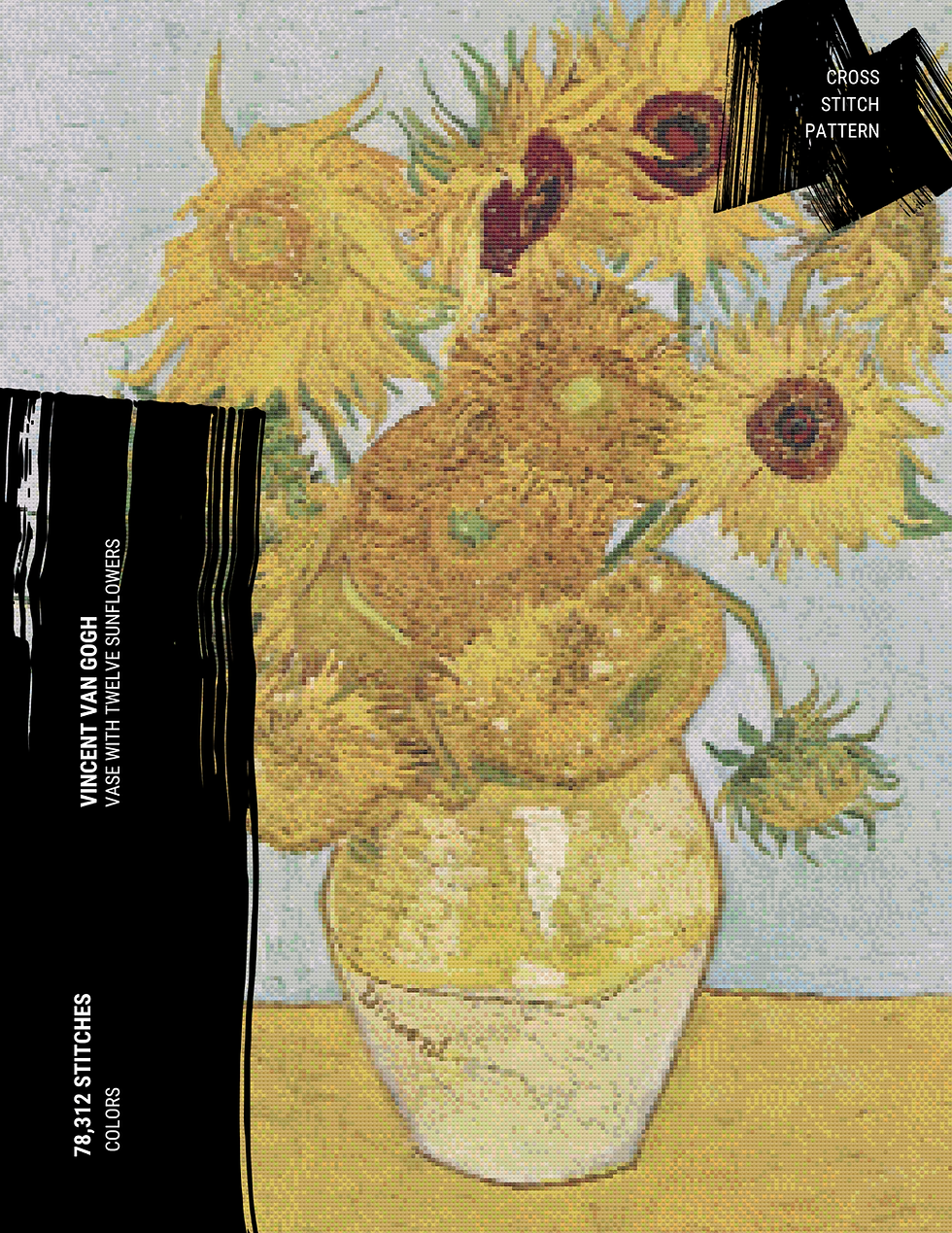 Thumbnail: Vase with Twelve Sunflowers by Vincent van Gogh (Cross Stitch Pattern)