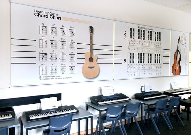 blinds - music room instruments