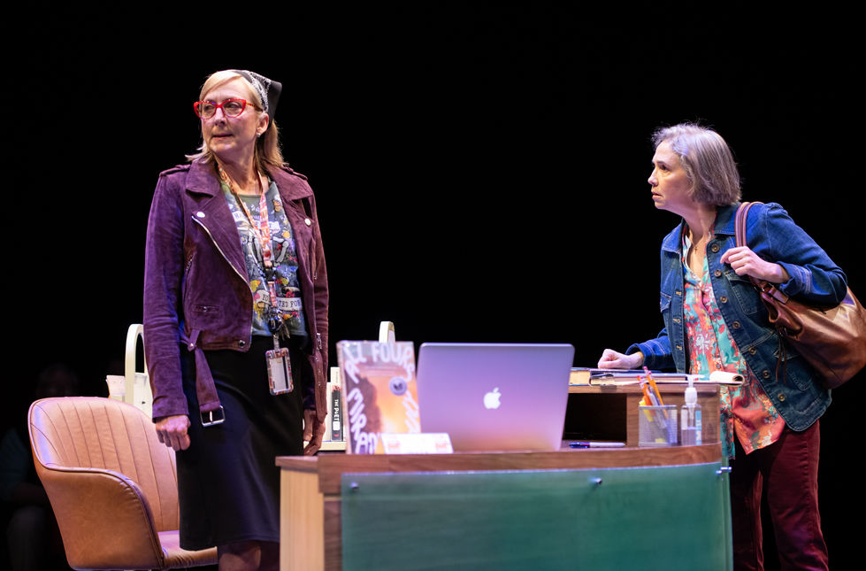 2. Kate Eastwood Norris (The Librarian) and Holly Twyford (The Mother) in BAD BOOKS at Rou