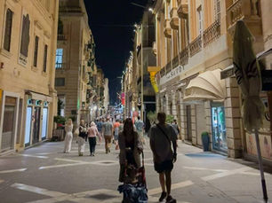 historic malta street at night