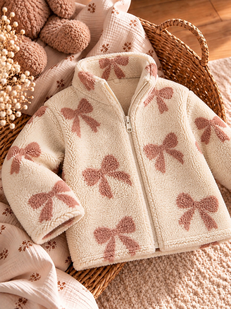 Thumbnail: Gilet Sherpa Enfant - Nœud Rose