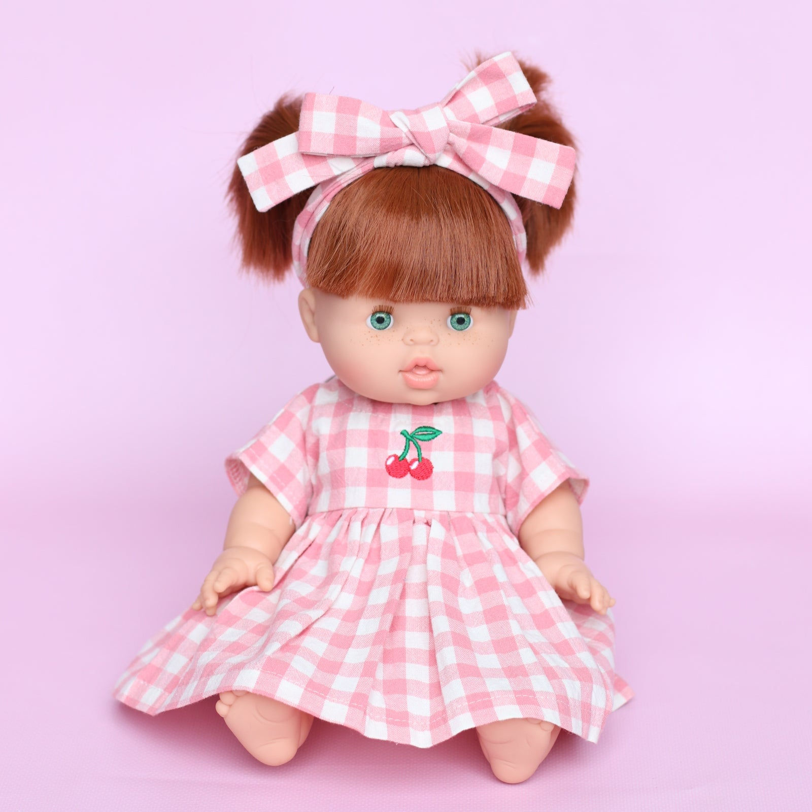 Ensemble Poupée — Robe Chloé Vichy Rose Cerise