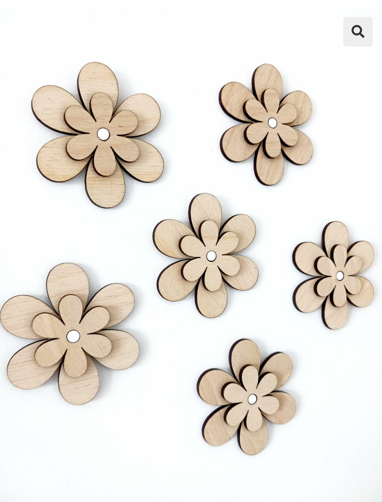 Lot de 6 petites Daisy murales - bois