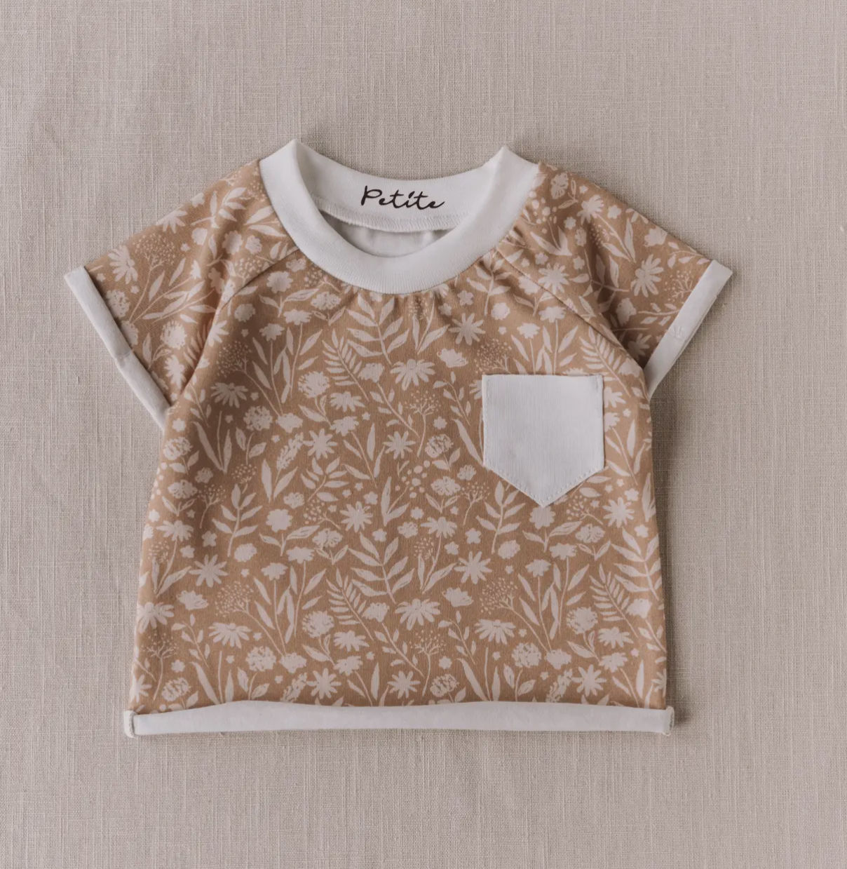 T-Shirt - caramel fleurs sauvage