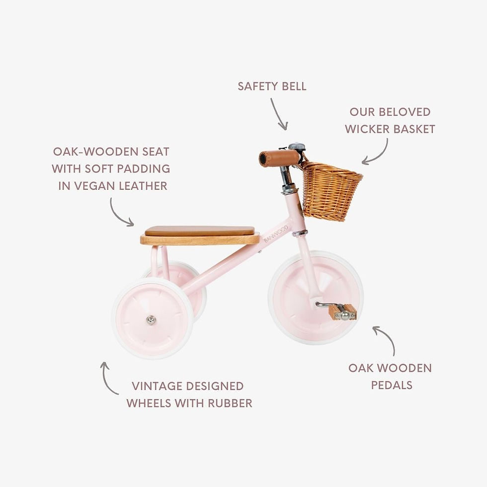 Thumbnail: Tricycle pour enfants de 3 à 6 ans - Design rétro - Rose - BANWOOD