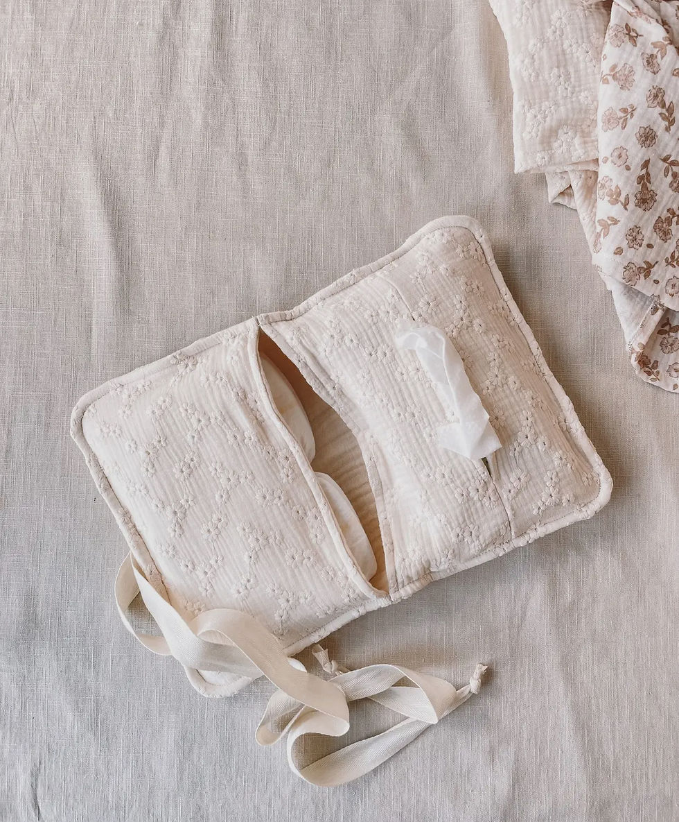 Miniature : Pochette à langer - ecru brodé
