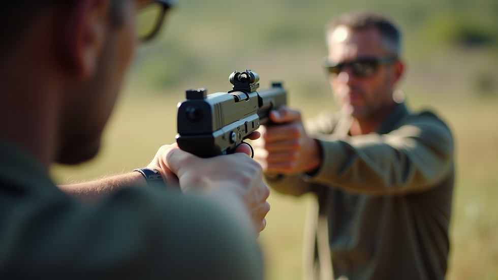 Eye-level view of a firearm safety training session