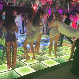 Light up LED dance floor with vibrant lighting effects during a wedding reception