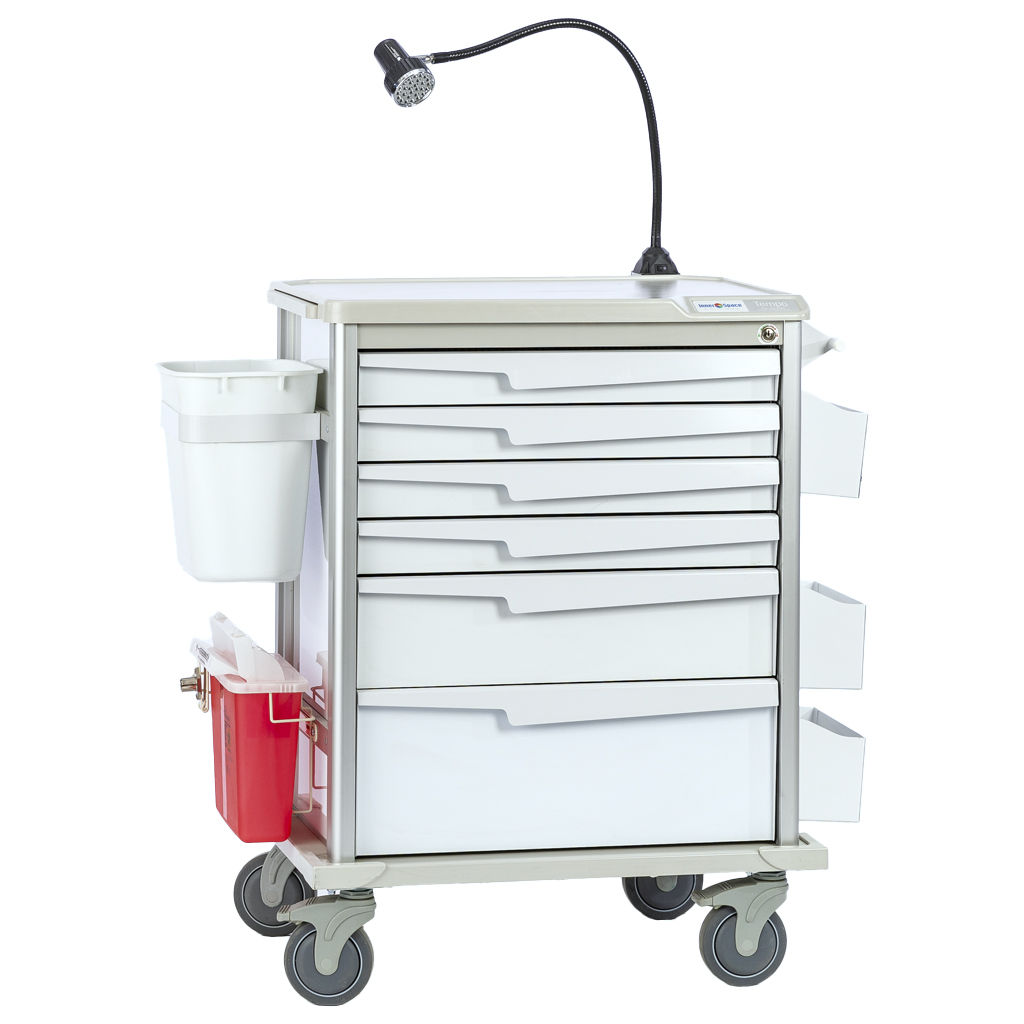 Drug Cart with goose neck lamp