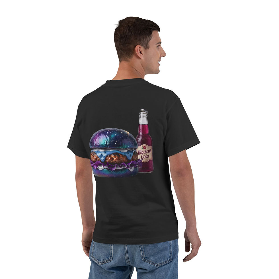 Thumbnail: Galaxy Burger Light T-Shirt — Neon Space Burger Tee with Soda Graphic