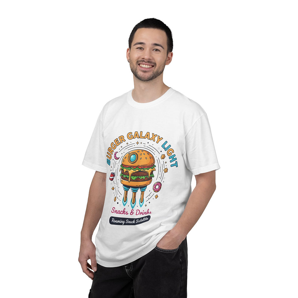 Thumbnail: Burger Galaxy Light T‑Shirt — Retro Space Snack Graphic Tee
