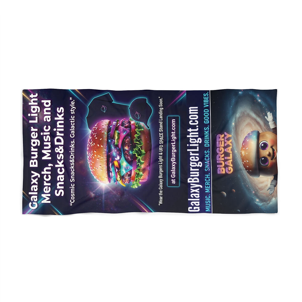 Thumbnail: Galaxy Burger Light Beach Towel — Neon Space Burger Graphic