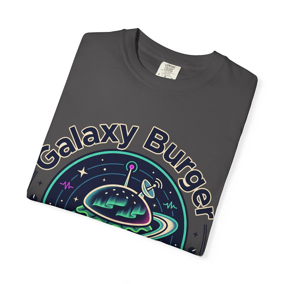 Thumbnail: Galaxy Burger Retro Band T-Shirt — "Light Radio" Space Burger Tee