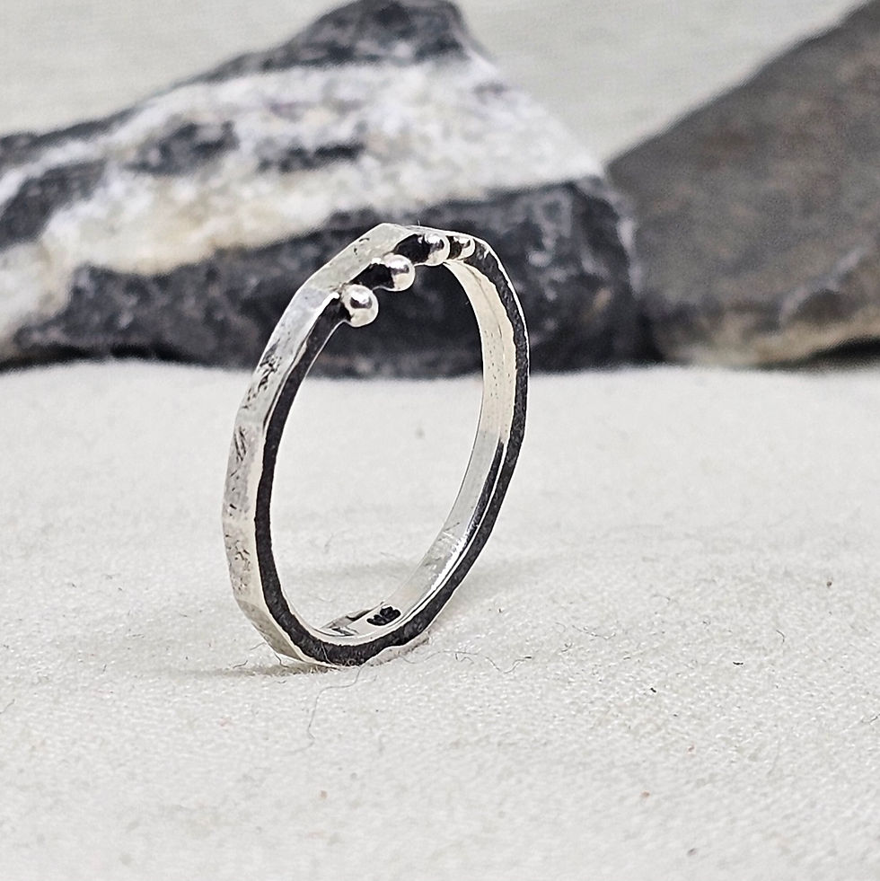 Thumbnail: Hammered silver drop ring