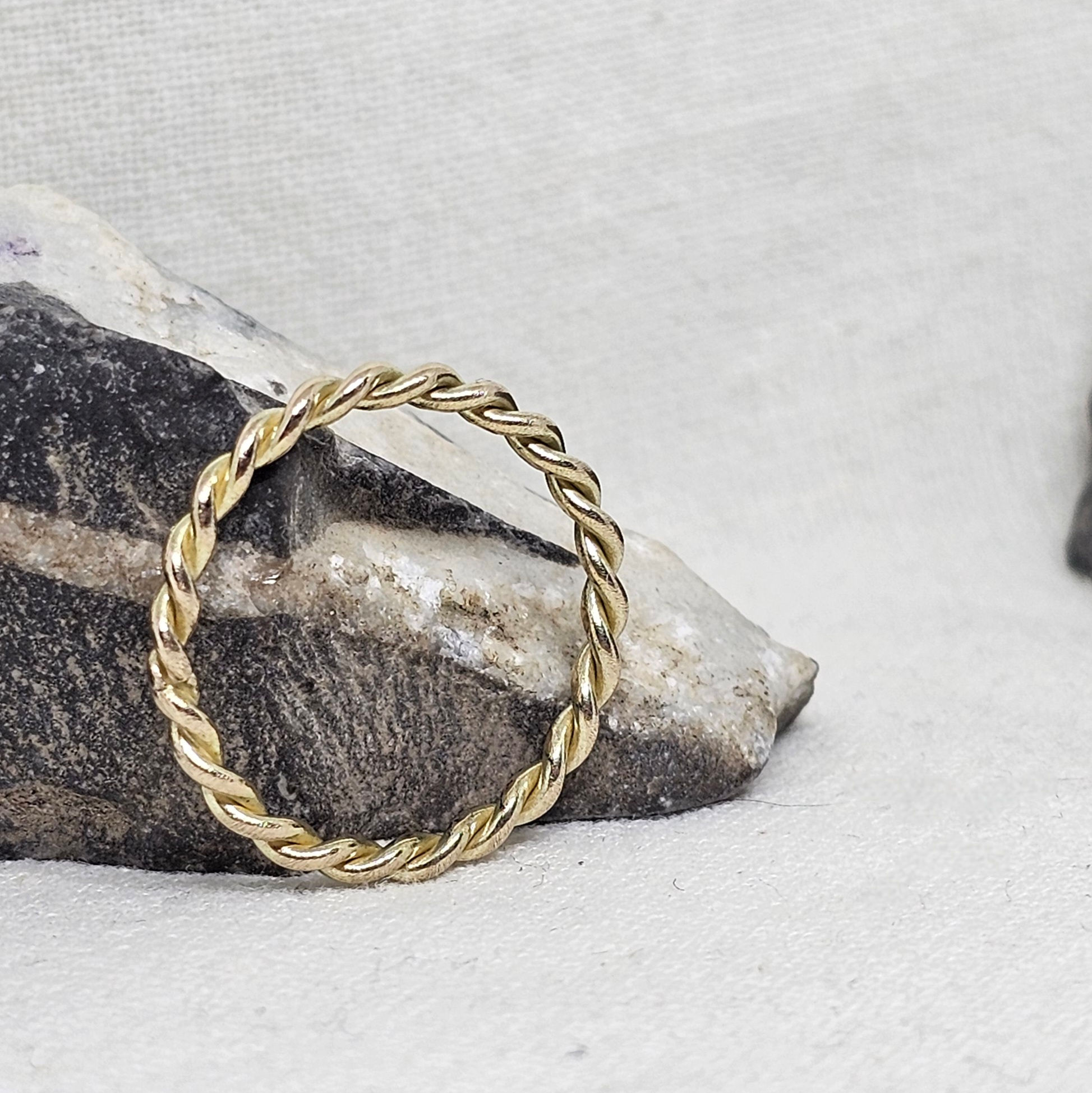 14k gold twist stacking ring