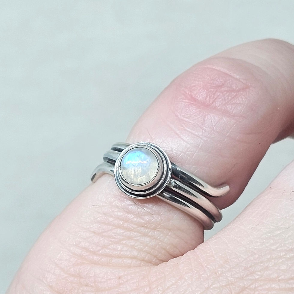 Thumbnail: Rainbow Moonstone adjustable ring.