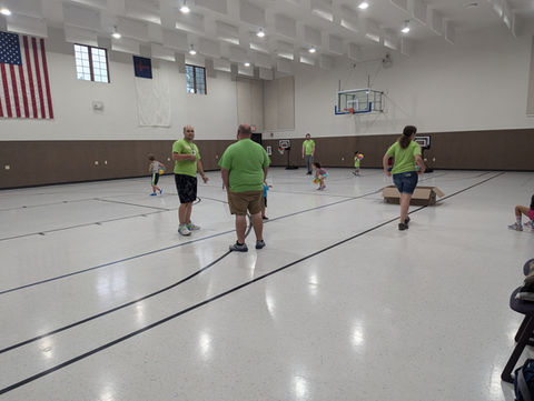 Basketball camp coaches and children, Cedar Rapids, Good Shepherd