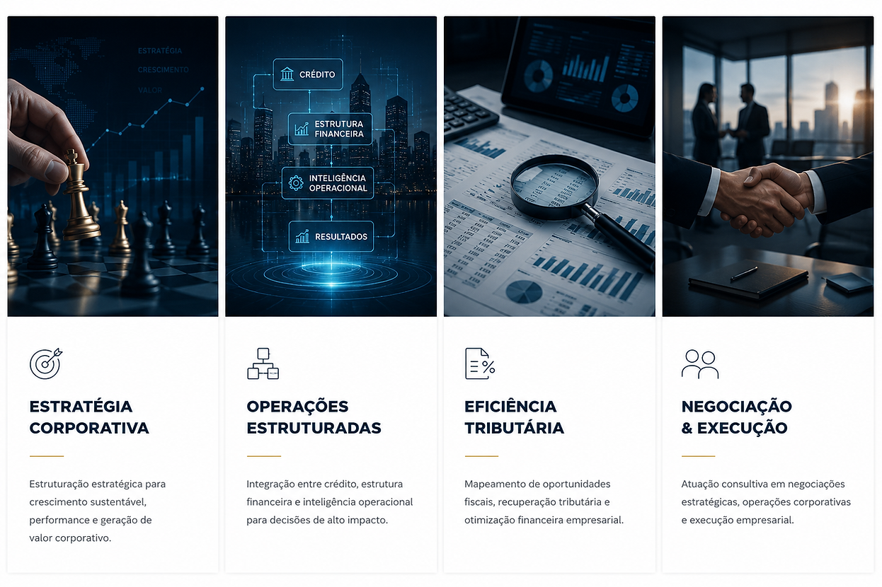 Equipe de consultoria corporativa especializada em operações estruturadas e inteligência financeira