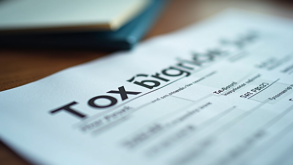 Close-up view of a tax document with highlighted sections