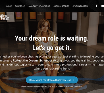 Reflect the Dream School of Acting Website Header Design