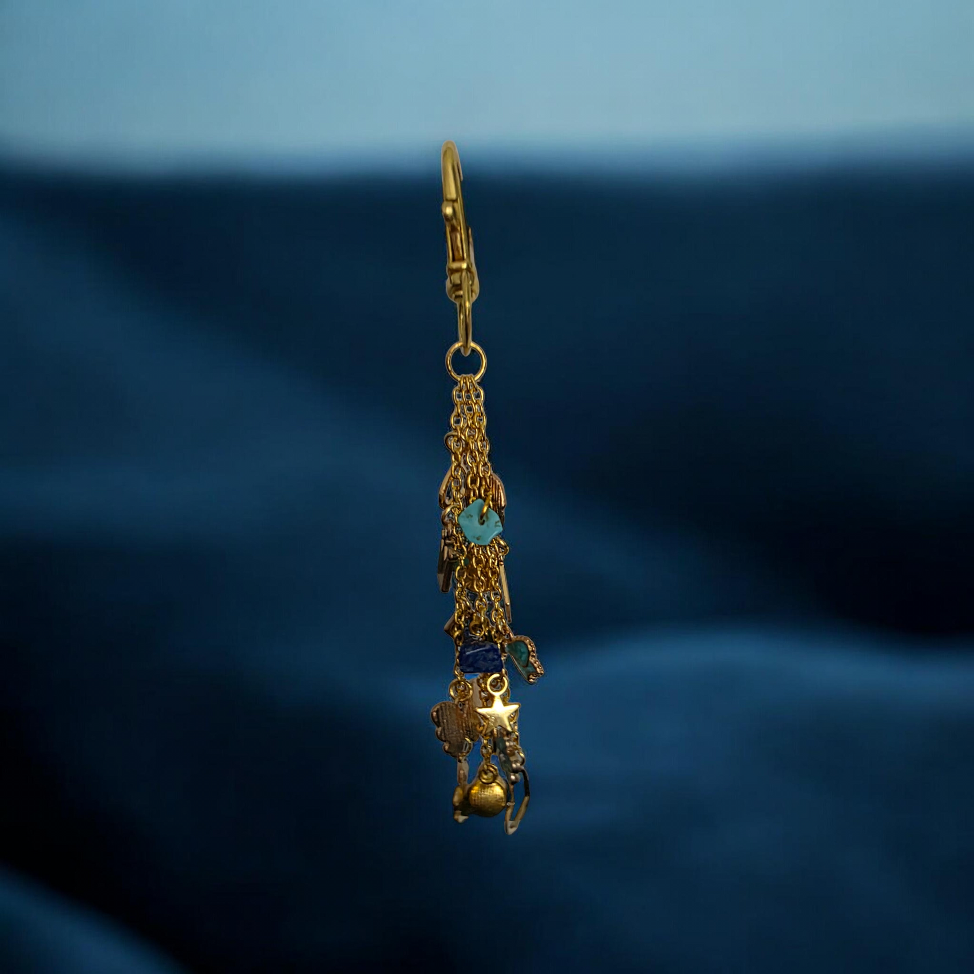 Bijoux de sacs doré/ton bleu