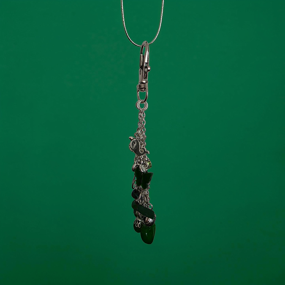 Miniature : Bijoux de sacs argenté/ton vert