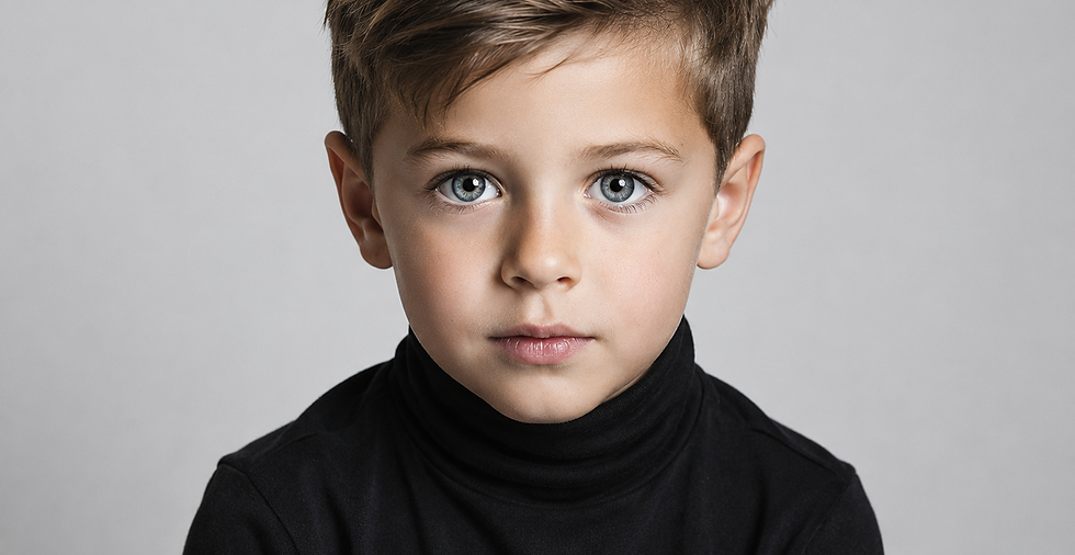 Fine Art kinderportret van jonge jongen in fotostudio