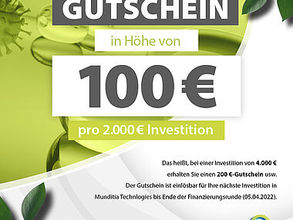 Gutschein in Höhe von 100€ pro 2.000€ Investition
