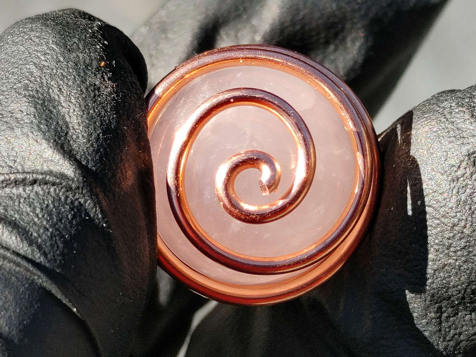 Thumbnail: Spirit Flame Sphere Series Pendant: Rose Quartz Sphere/ Copper Coil 