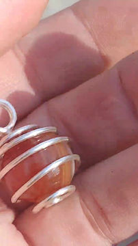 Thumbnail: Spirit Flame Sphere Series Pendant: Banded Carnelian Sphere/ Silver Copper Coil 