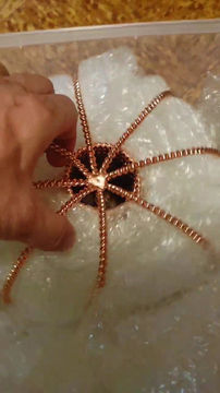 Thumbnail: XXXL SuperNova Copper 8 Ring Harmonizer w/ Clear Fire Quartz Crystal Skull  