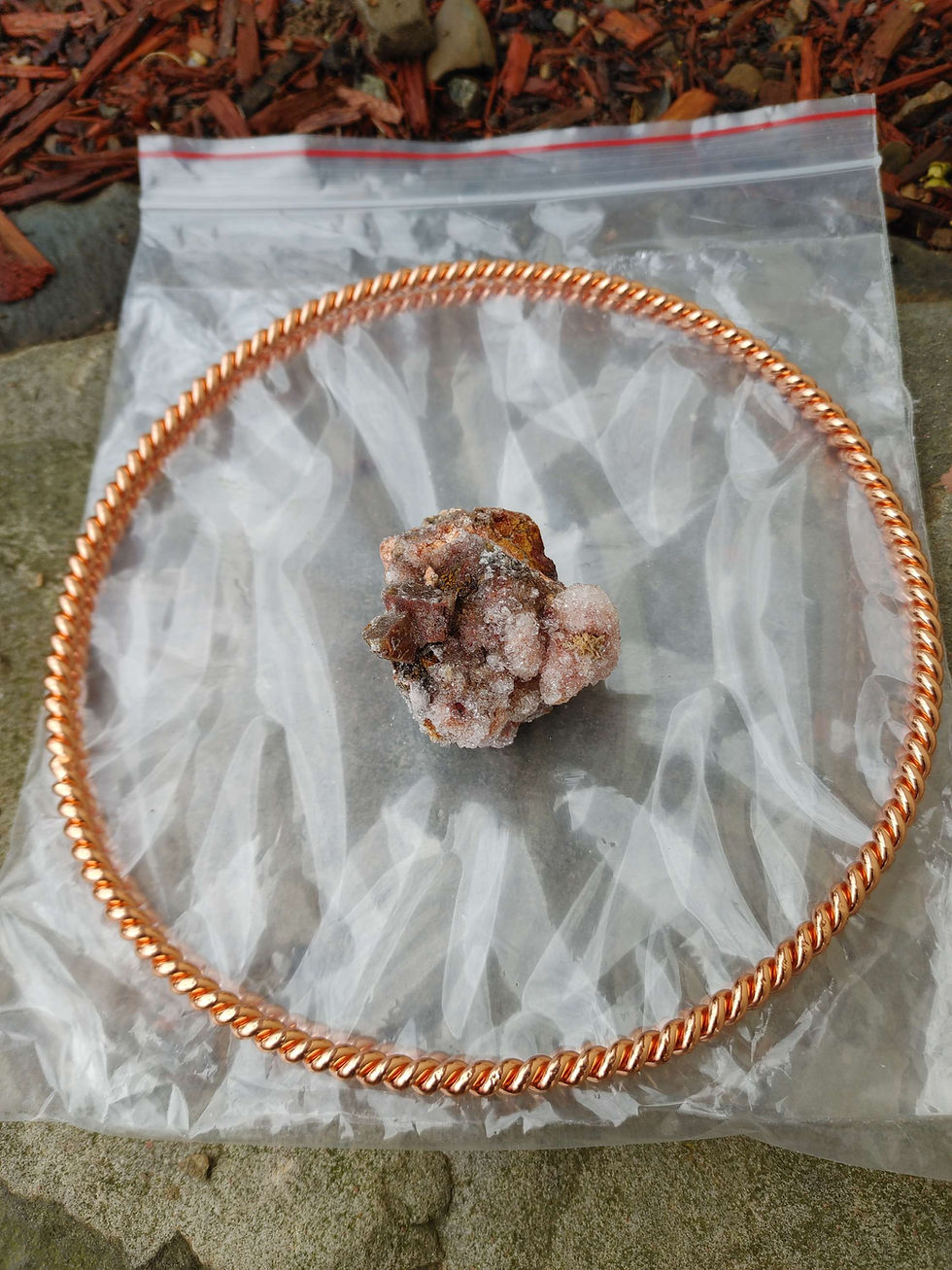 Thumbnail: Copper Tensor Royal Cubit XXL Light Ring-Selenite -Shungite-Herkimer 