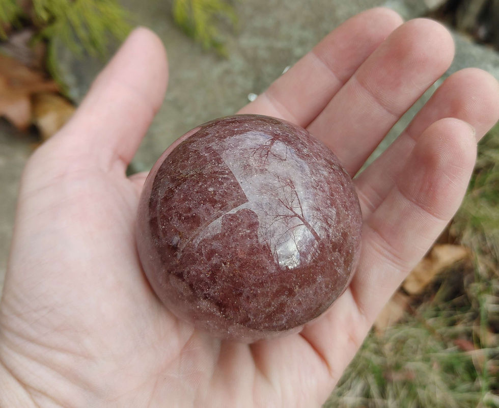 Thumbnail: Highest Quality Large Strawberry Quartz Crystal Ball 10.57oz w/ dragonfly stand 