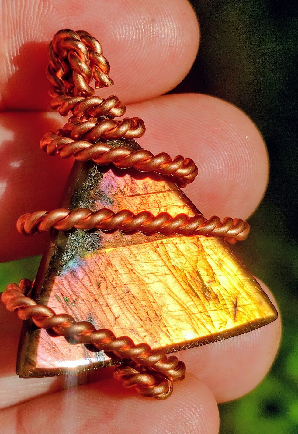 Thumbnail: Golden Fire Space Water Talisman: Labradorite Pyramid Royal Cubit Copper Coil 