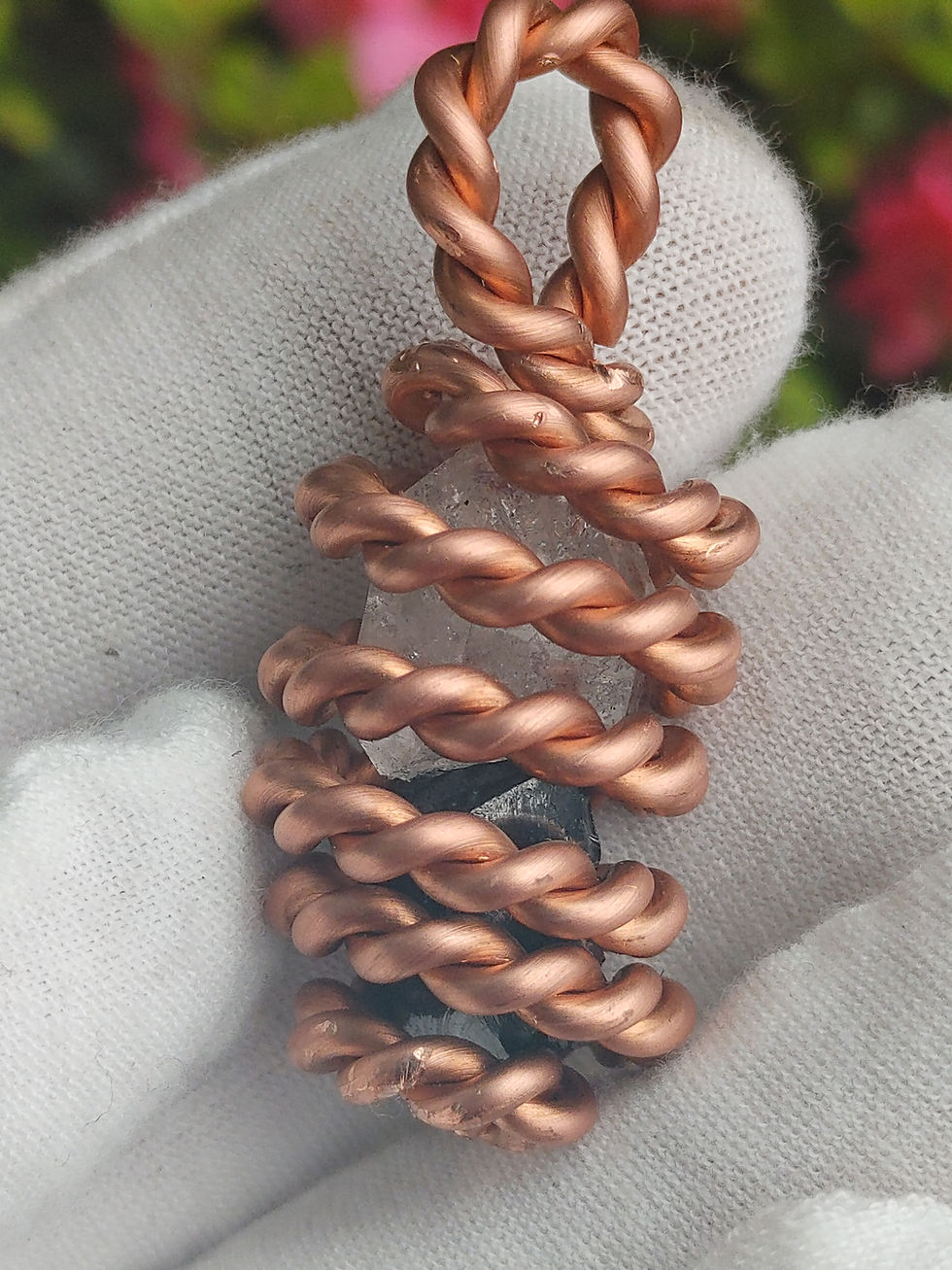 Thumbnail: Herkimer Diamond Quartz/ Elite Noble Shungite Heavy Gauge Antique Copper 