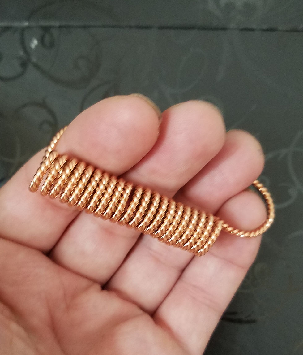 Thumbnail: Royal Cubit Copper Ear Acu Vac / Strawberry Quartz /Shungite/ Herkimer Amulet 