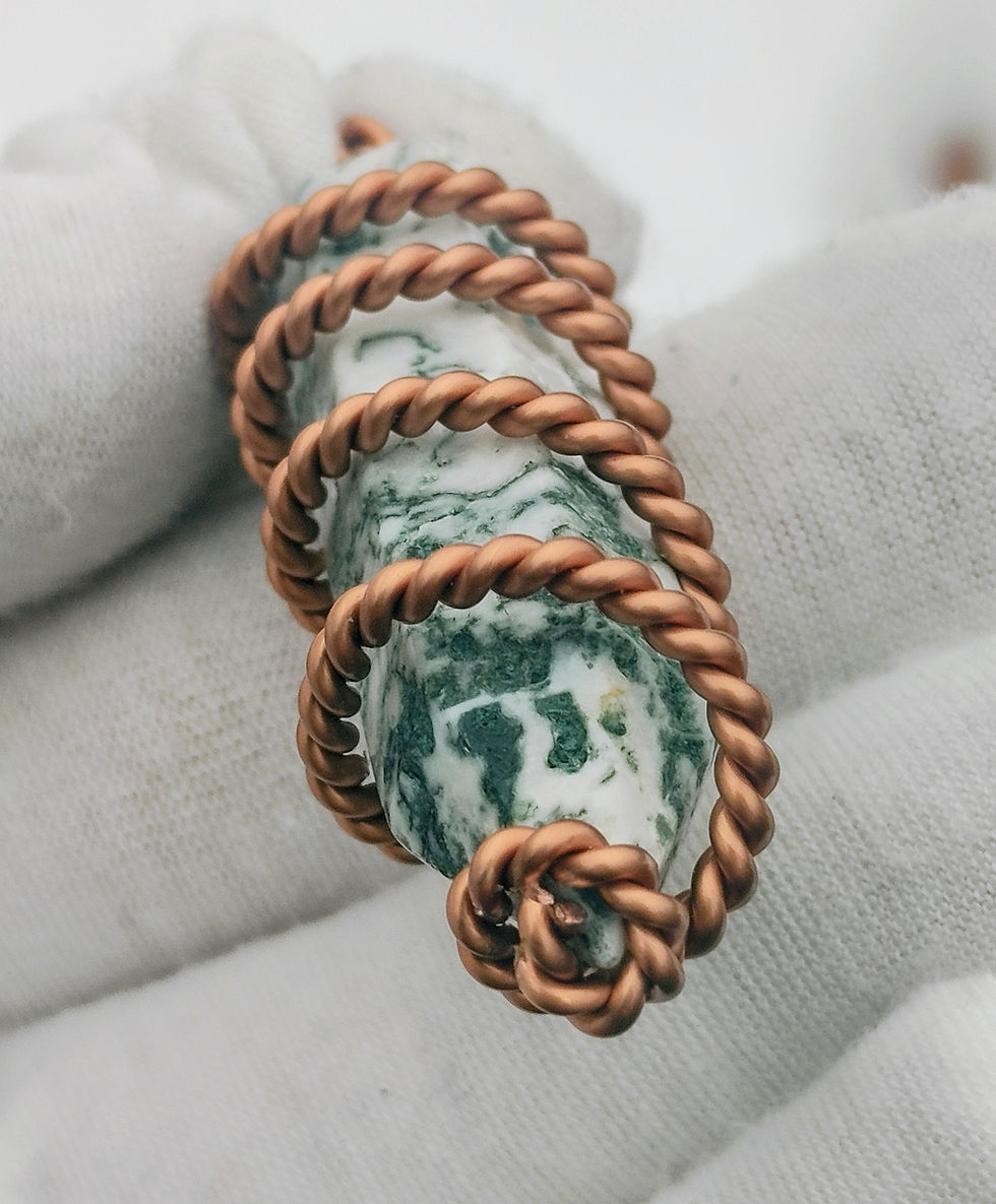 Thumbnail: Gaia Grounder : Moss Agate Obelisk/ Royal Cubit Antique Copper Coil 