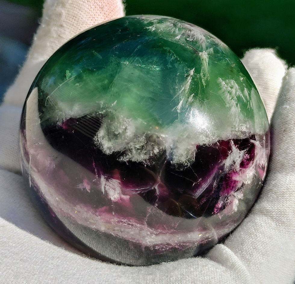 Thumbnail: Snowflake Green/ Purple Fluorite XL Sphere Lions Gate Full Moon Activated 