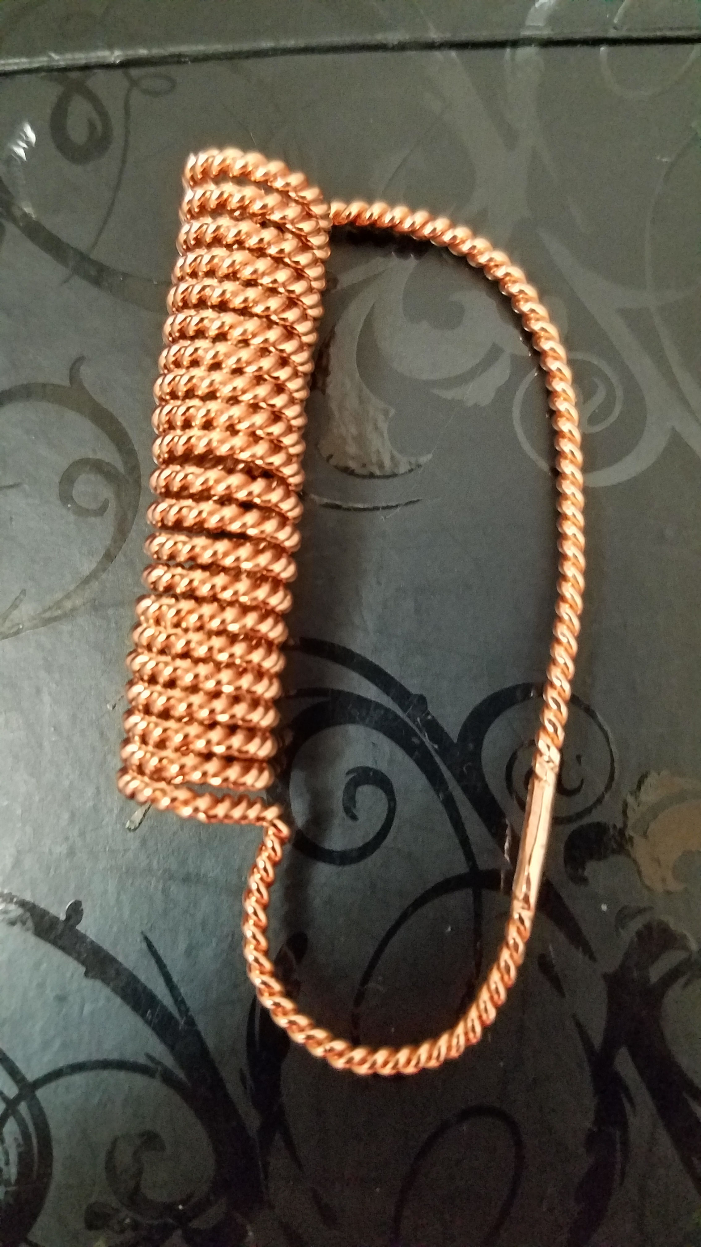 Royal Cubit Copper Ear Acu Vac / Strawberry Quartz /Shungite/ Herkimer Amulet